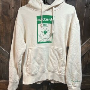 Adidas Disney Pixar Mike Monsters Inc Hoodie Mens Small Cream Pullover